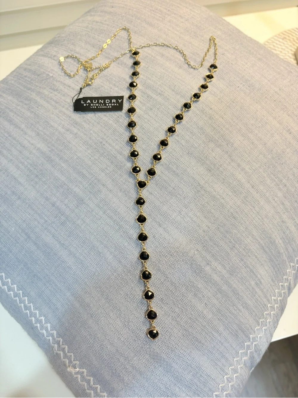 Laundry By Shelli Segal Gold Necklace with Black Bead Lariat